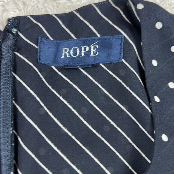 Rope blue and white polka dot chiffon fit and flare dress, 9at or S - Picture 8 of 12